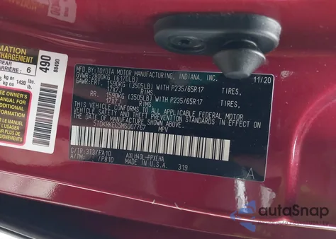 2021 Toyota Sienna Le из США, поврежденный, VIN 5TDKRKEC5MS007767